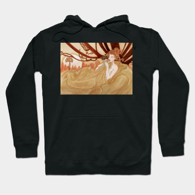 Dusk (after Mucha) Hoodie by MagsWilliamson